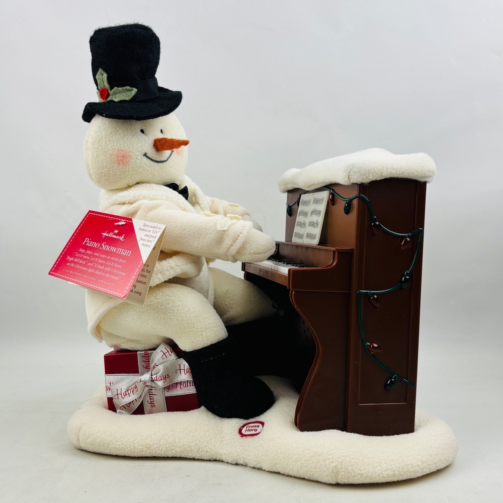 Hallmark Piano Snowman Musical Animated Christmas Decor 2005 Lights Music Tested